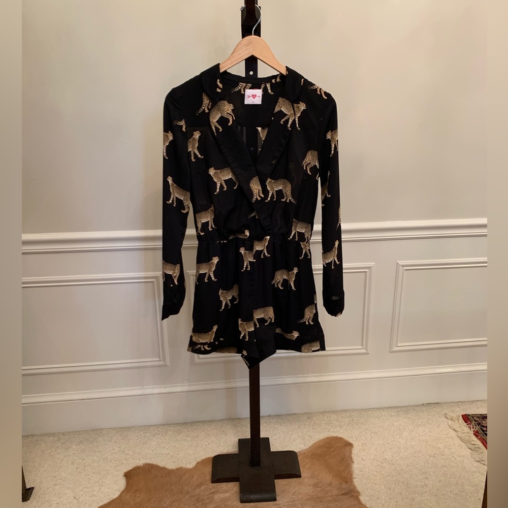 Buddy Love “Lara” Cheetah print romper Black Size S